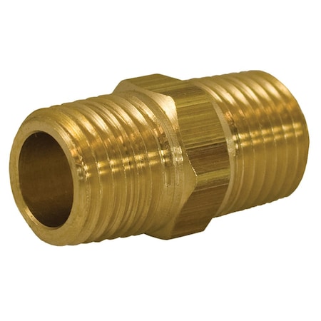 Jones Stephens 3/4in. x 1/2in. Yellow Brass Hex Nipple P12328